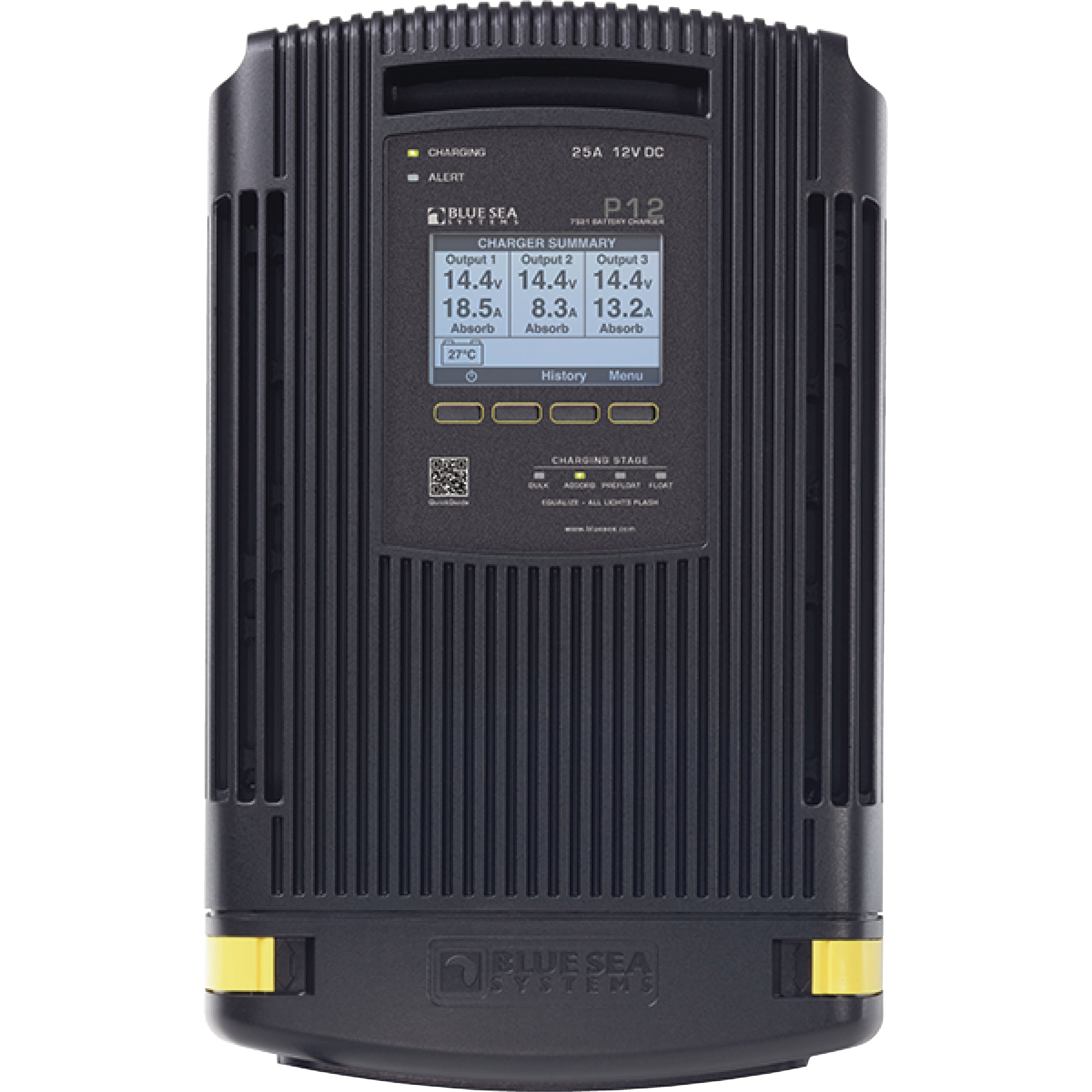 Blue Sea Systems 7531 P12 12V DC 3-Bank Four Stage Three Output 25A Dry Mount Battery Charger