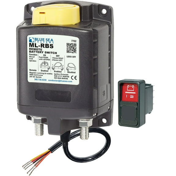 Blue Sea Systems 7702 ML-RBS Remote Battery Switch with Manual Control - 24V DC 500A