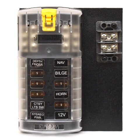 Blue Sea Systems Boat Fuse Block | 14 Position w/Base & Terminal Block