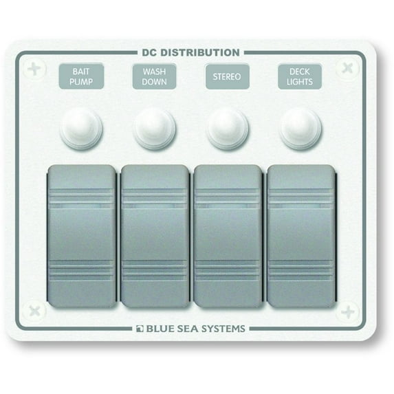Blue Sea Systems Boat/RV 8272 DC Circuit Breaker Switch Panels 4 Position