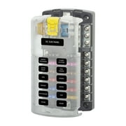 Blue Sea Systems ST Blade Fuse Block 12 Circuit with Ground and Cover, 5026