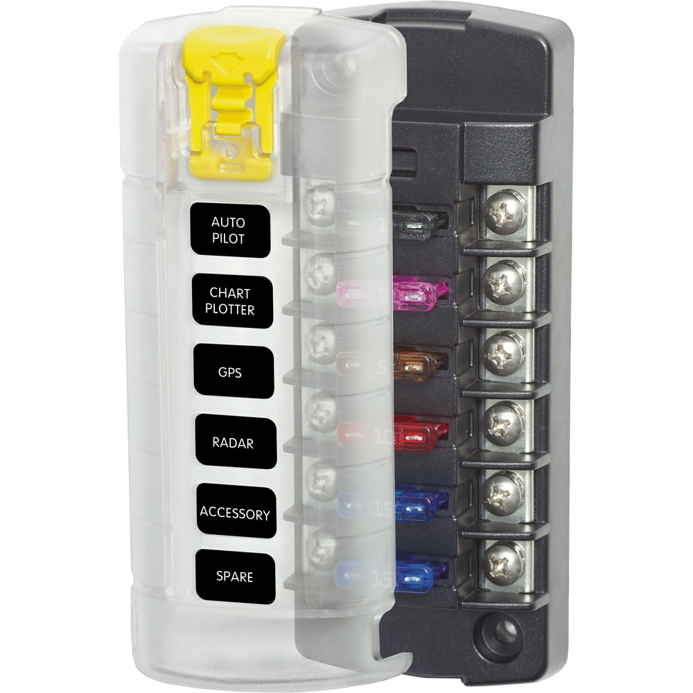 Blue Sea Systems ST Blade Fuse Block 6 Independent Circuits with Cover