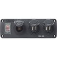thumbnail image 1 of Blue Sea Systems 4365-BSS Water-Resistant Accessory Panel - 15A Circuit Breaker, 12V Socket, 2x 2.1A Dual USB Chargers, 1 of 3