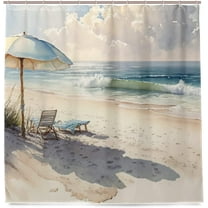 Blue Sea Tropical Beach Shower Curtain Ocean Theme Waterproof Polyester Bath Curtains,Funny Bathroom Ocean Decor Gift for Beach Lovers Coastal Home Accessories-48"W x 72"L (Pack of 1)