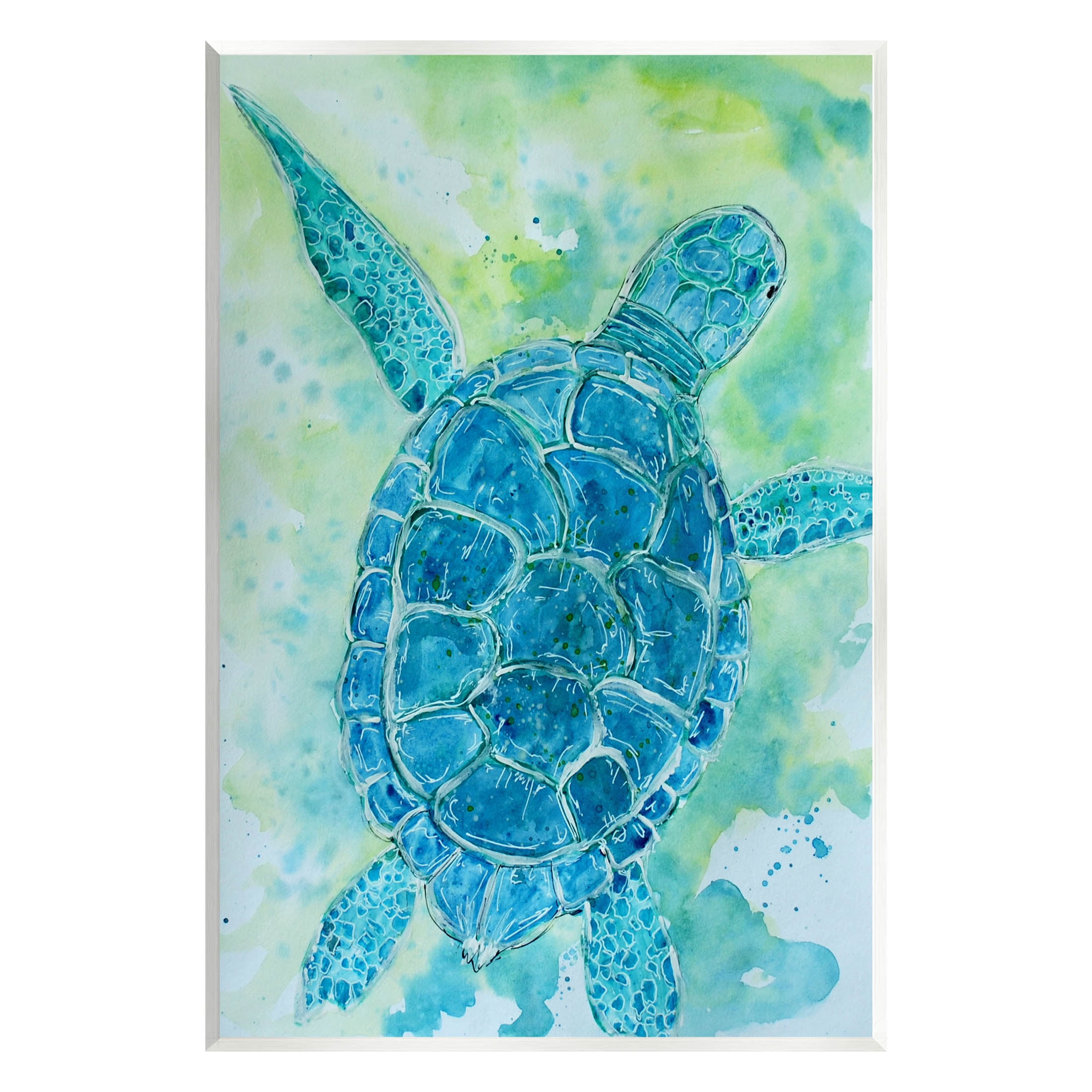 Blue Sea Turtle Aquatic Bubbles Animals & Insects Painting Unframed Art Print Wall Art