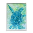 thumbnail image 1 of Blue Sea Turtle Aquatic Bubbles Animals & Insects Painting White Framed Art Print Wall Art, 1 of 7