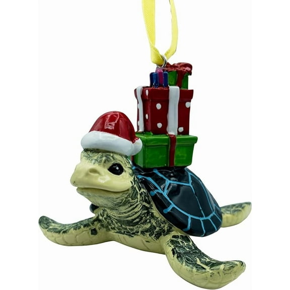 Blue Sea Turtle Beach Ocean Coastal Resin Christmas Tree Hanging Ornament Decoration Decor
