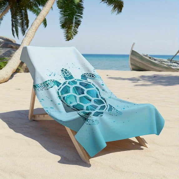 Blue Sea Turtle Beach Towel - Quick-Dry Lightweight Polyester for ...