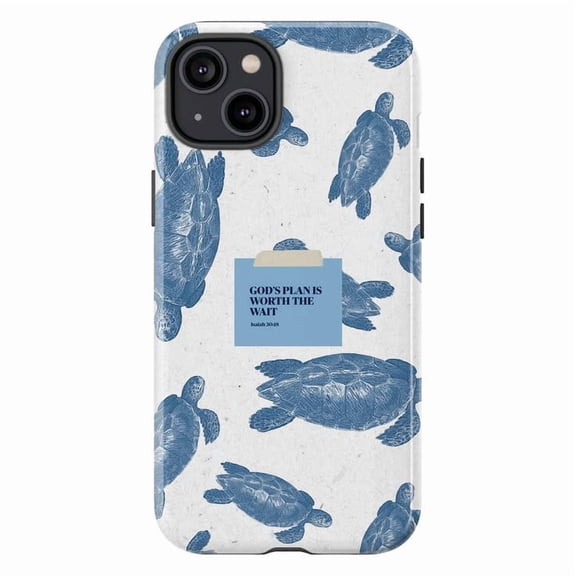 Blue Sea Turtle Christian Bible Verse Phone Case for iPhone 17 16 15 14 13 12 11 Pro Max Plus Mini, Coastal Ocean Design