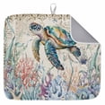 Blue Sea Turtle Coastal Dish Drying Mat for Kitchen Counter,Vintage ...