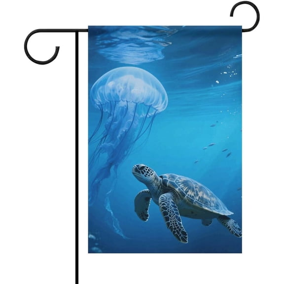 Blue Sea Turtle Garden Flag 12x18 Inch Welcome Outdoor Decoration Flags Double Sided All Seasons Yard Flag for Home, Farmhouse, Spring Decor