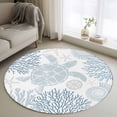 thumbnail image 1 of Blue Sea Turtle Round Rugs 4ft, Coastal Coral Summer Beach Nautical Non Slip Washable Rug Runner, Low Pile Indoor Floor Carpet Mat Bathroom Rugs for Living Room, Bedroom, Kids Room, 1 of 9