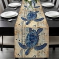 thumbnail image 1 of Blue Sea Turtle Table Runner 72 Inches Long, Vintage Coastal Sheet Music Kitchen Coffee Dining Table Decoration for Home Party Birthday Wedding Home Decor 18x72 Inches, 1 of 8
