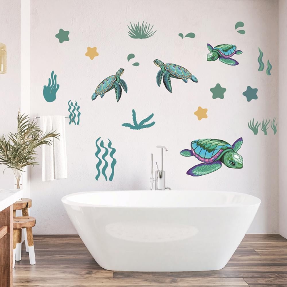Pool Party Decorations Sea Turtle Wall Decals For Kids Room Decor Bundle Under The Sea Decoration Wall Stickers, Underwater Ocean Tortoise Beach Art For For Boys Girls Bathroom Bedroom Playroom Under The-219712