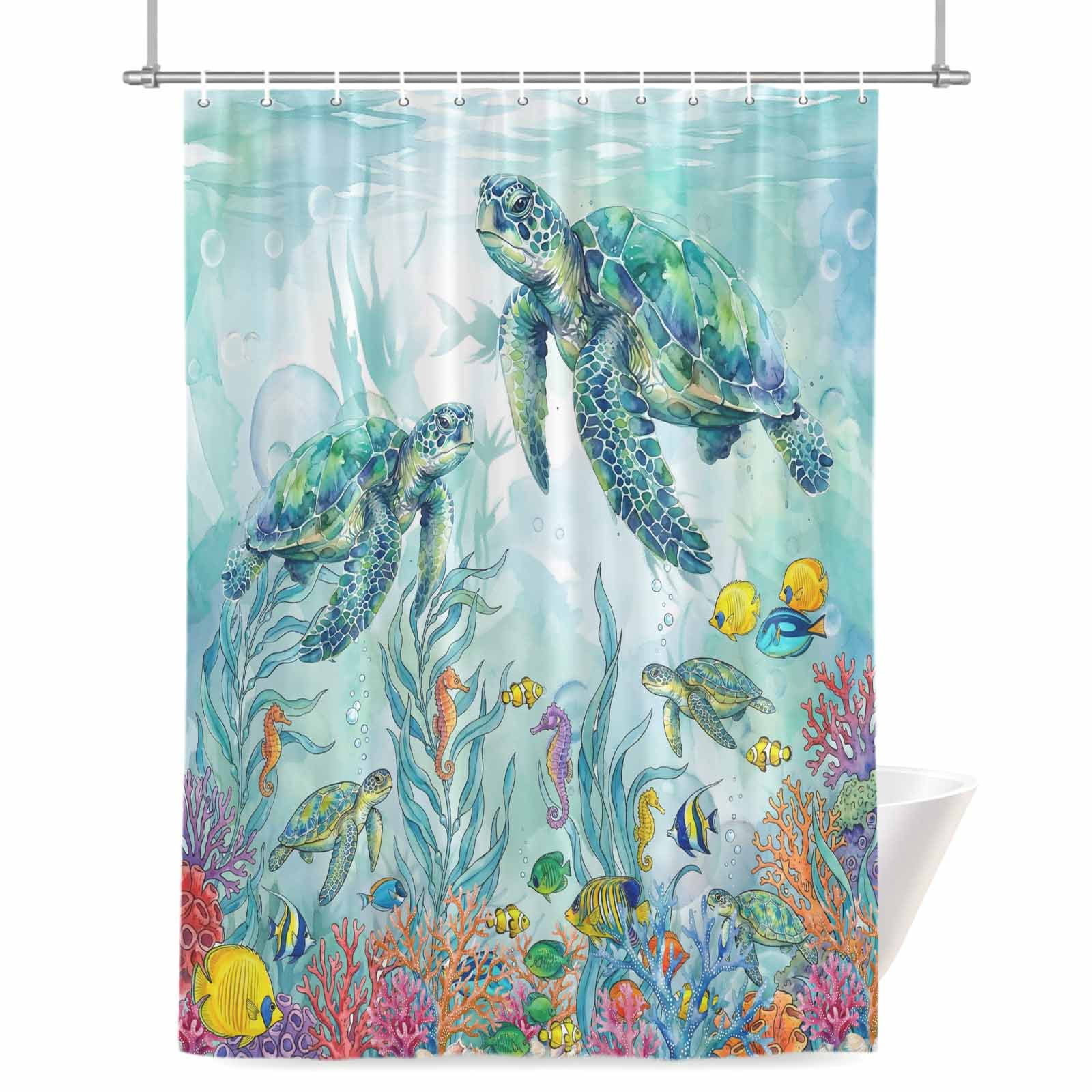 Blue Sea Turtles Shower Curtain, 72