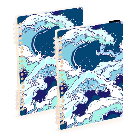 Blue Sea Waves Notebook Detachable Coil Notebook Diary Plan Book A5 Size 60 Pages 1 Pack