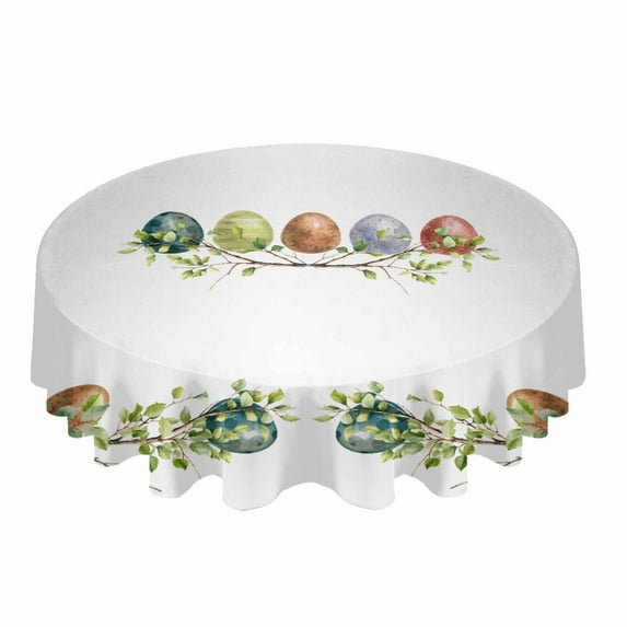 Blue Sea Waves Round Tablecloths for Dining Table Waterproof Table Cover for Kitchen Living Room