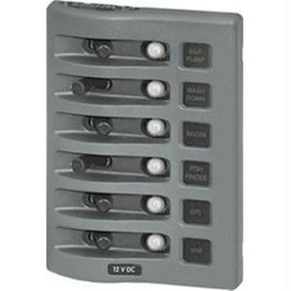 Blue Sea  WeatherDeck Water Resistant Circuit Breaker Panel - Gray - 6 Position
