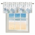 thumbnail image 1 of Blue Sea Window Valance for Kitchen, Nautical Ocean Watercolor Shells Coral Starfish Rod Pocket Short Curtain for Small Windows, Light Filtering Decorative Valance, 54 x 18 Inch, 1 of 9