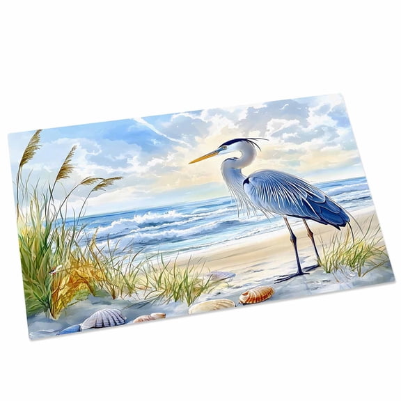Blue Seabird Door Mat 16x24 Inch Sea Wave Blue Sky Reed Seaside Nature Scenery Entryway Rug with Non-Slip Rubber, Front Door Rug Indoor Floor Mats for Living Room Bathroom Bedroom Home Office