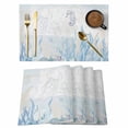 thumbnail image 1 of Blue Seahorse Coastal Placemats Set of 6, Summer Beach Nautical Ocean Coral Placemats for Dining Table, Place Mats for Kitchen Tabletop, Waterproof Wipeable Dining Table Mats Set, 1 of 9