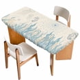 thumbnail image 1 of Blue Seahorse Coastal Table Cloths for 3 Foot Rectangle Tables, Summer Beach Nautical Ocean Coral Vintage Patio Waterproof Elastic Fitted Tablecloths, Washable Rectangular Table Cover for Camping, 1 of 8