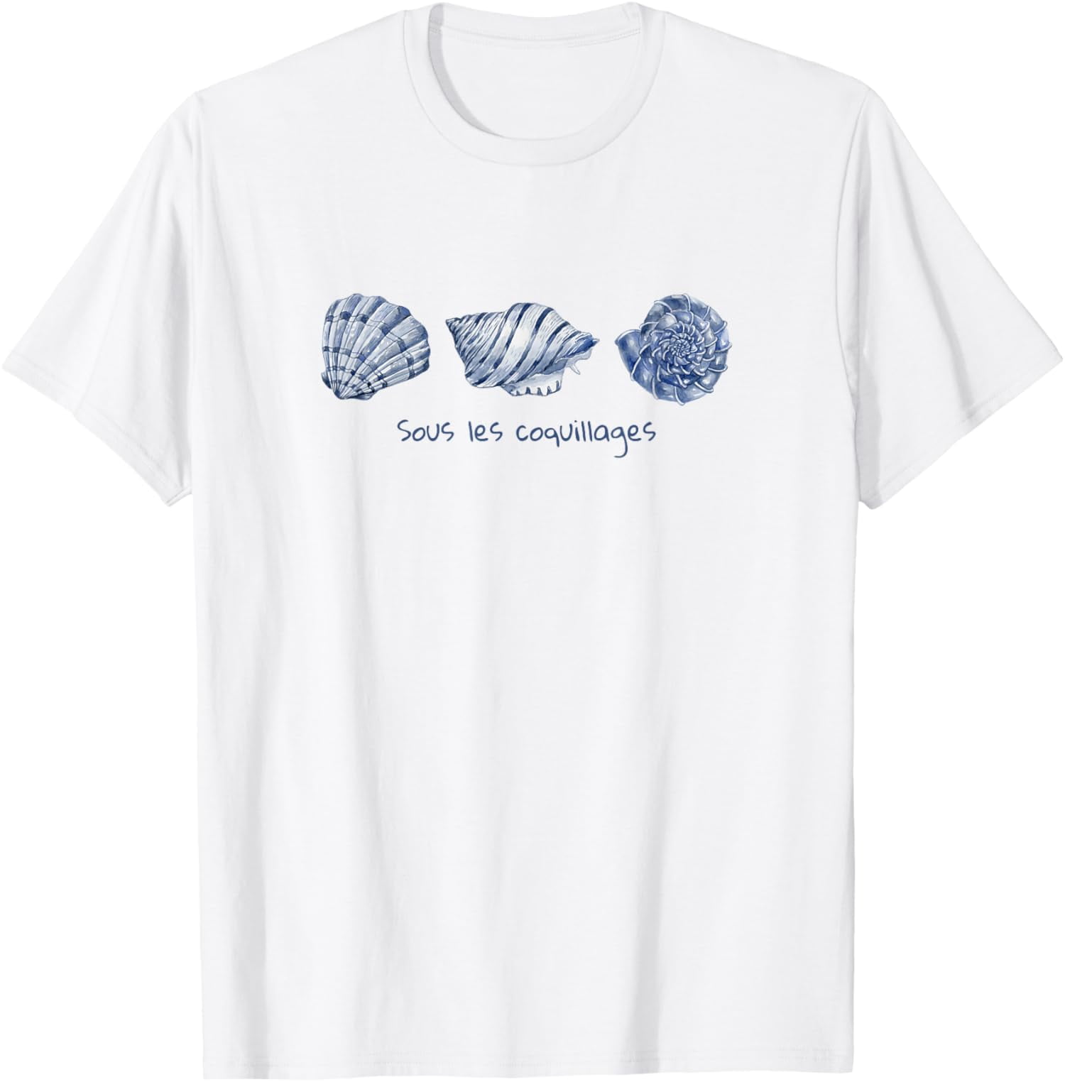 Blue Seahorse Seashell Summer Ocean Style T-Shirt - Walmart.com