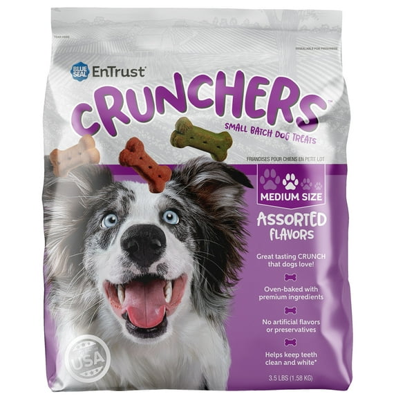 Blue Seal 8069 Entrust Crunchers Small Batch Dog Treats - Assorted Color - Medium - 3.5 lbs - Case of 6