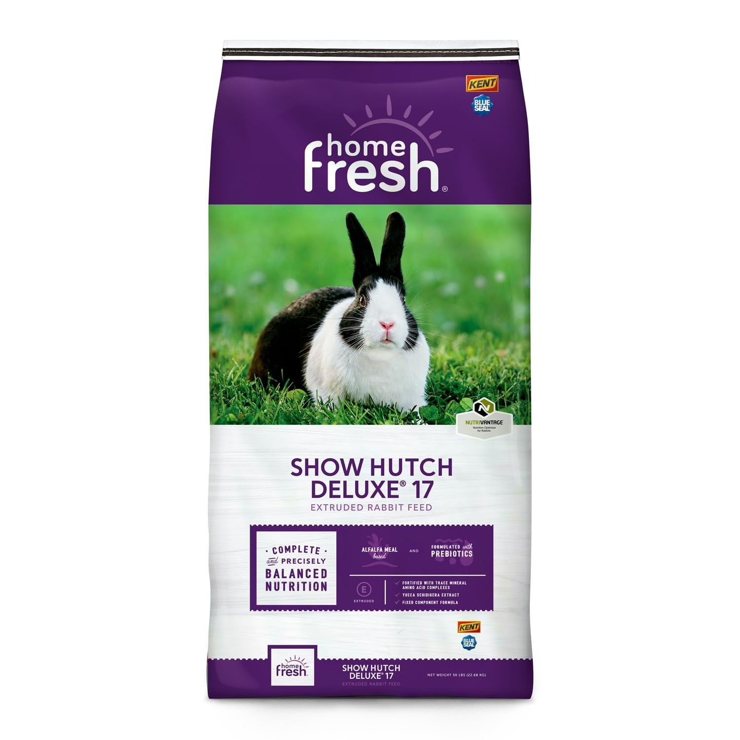 Blue Seal Fresh Show Hutch Deluxe 17 Rabbit Food - Resealable Packaging to Hold in Freshness, Promotes a Healthy Digestive System and Proper Intake - 50 LB Bag