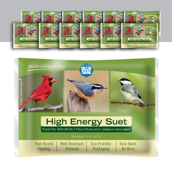 Blue Seal High Energy Suet Cakes for Wild Birds - 11oz Suet Feeder (Pack of 12) - New
