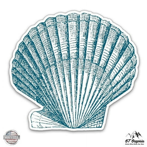 Blue Seashell - 12" Vinyl Sticker Waterproof Decal