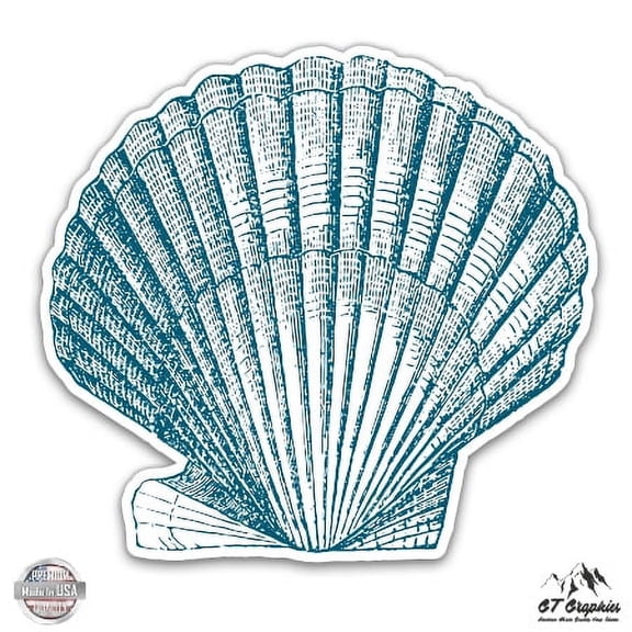Blue Seashell - 3" Vinyl Sticker - For Car Laptop I-Pad Phone Helmet Hard Hat - Waterproof Decal