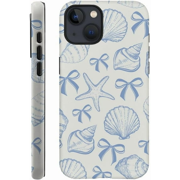 Blue Seashell Bow Coquette Aesthetic Ocean Summer Cute A308 Protective Case for iPhone 17 16 15 14 13 12 11 Pro Max