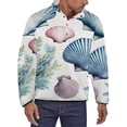 thumbnail image 1 of Blue Seashell Floral Print Men's Stand Collar Sweater Long Sleeve Clothing Loose Fit Sports Sweater, 1 of 8