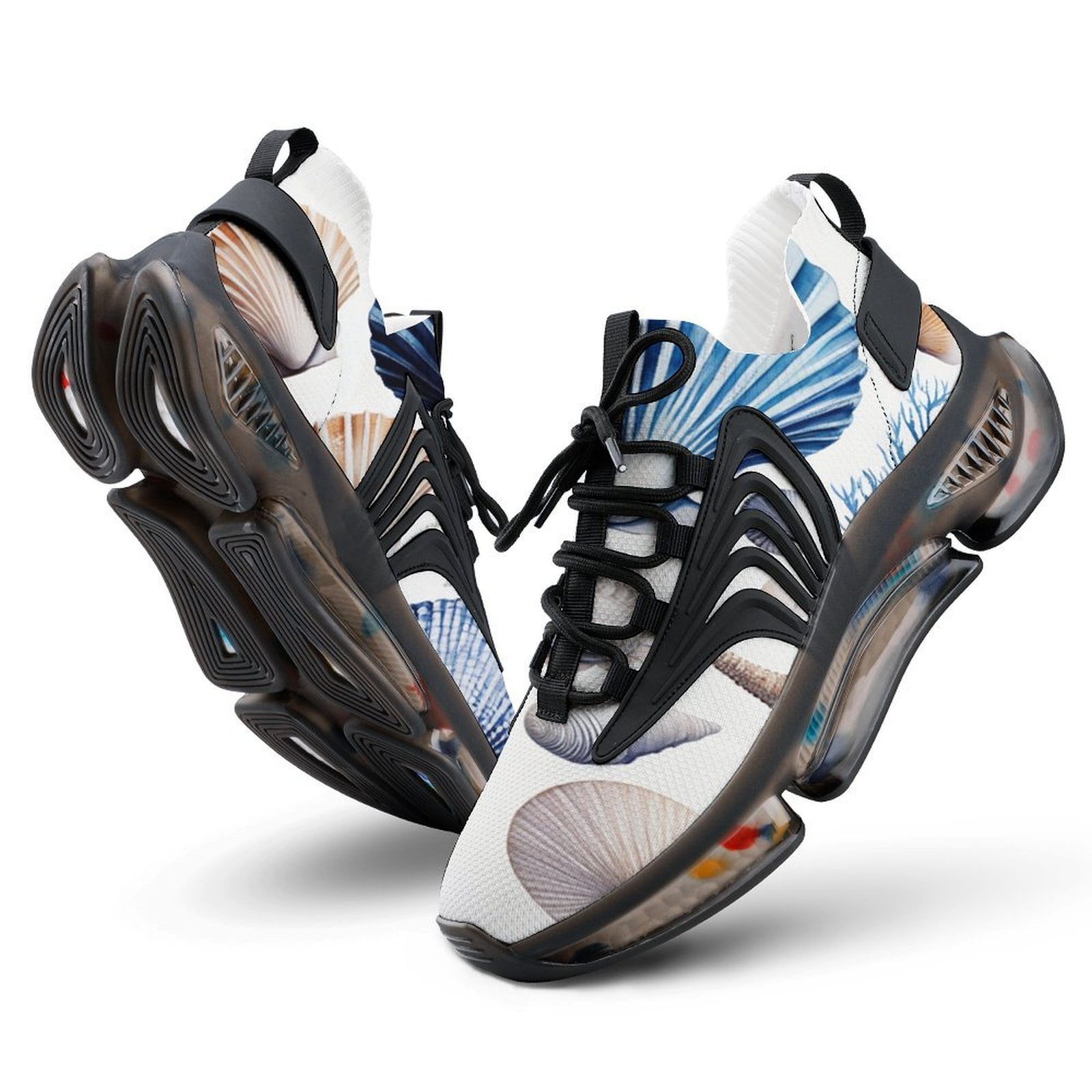 Blue Seashell Pattern Walking Shoes for Men Woman Lightweight Tennis Fashion Elastic Sports