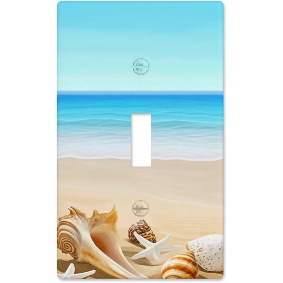 Blue Seashell Starfish Single Toggle Switch Cover Single Toggle Light Outlet Cover Wall Faceplate Socket Covers for Home Bathroom Kitchen