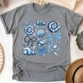 thumbnail image 1 of Blue Seashell and Bow T-Shirt, Elegant Ocean-Inspired Graphic Tee for Women, Graphite Heather, Size 2XL, 1 of 6