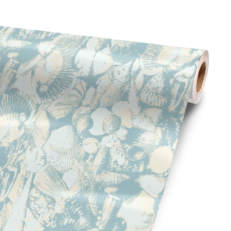 Blue Seashells 48” x 52” Vinyl Wrap Sheet for large or custom items | 3M wrap DIY to custom skin gear of all types and sizes, including vehicles, boats, appliances, furniture, atv’s,