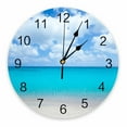 thumbnail image 1 of Blue Seaside Beach Clouds Wall Clock Modern Design Living Room Decoration Kitchen Silent Clock Home Decor, 1 of 5