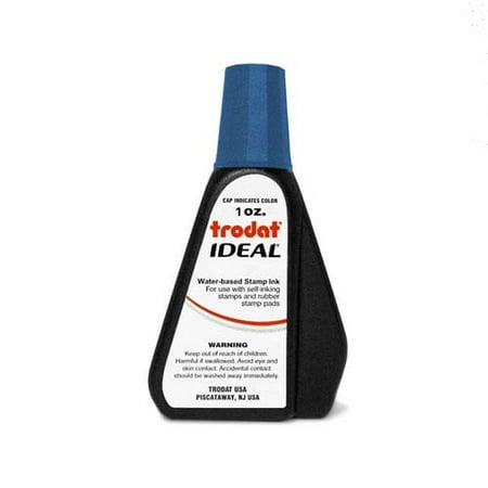 Blue Self-Inking Stamp Ink, Trodat 1oz Drip Spout Bottle