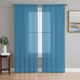 thumbnail image 1 of Blue Semi Sheer Window Curtains 72 Inches Long, Modern Pure Wave Ride Rod Pocket Voile Silky Chiffon Curtain Light Filtering Drapes for Living Room, Kitchen, Bedroom, 52"x72", 2 Panels, 1 of 9
