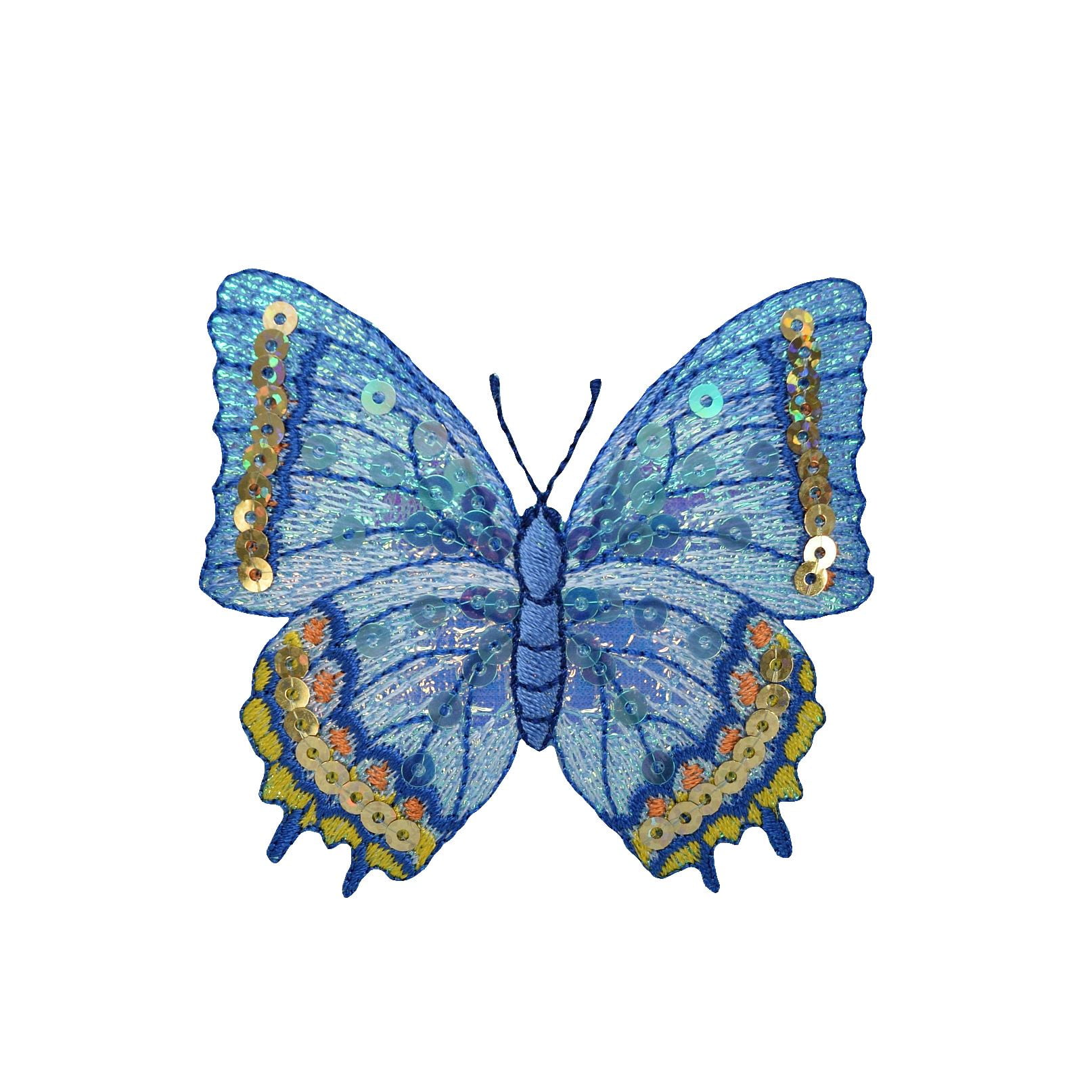 Blue Sequin Butterfly - Iron on Applique/Embroidered Patch