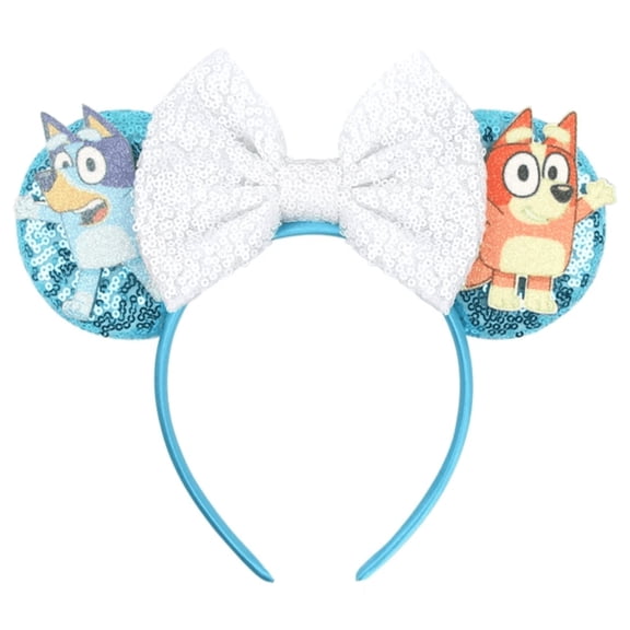 Blue Sequin Mickey Minnie Ears Headband / Minnie Inspired Princess Ears / Minnie Headband