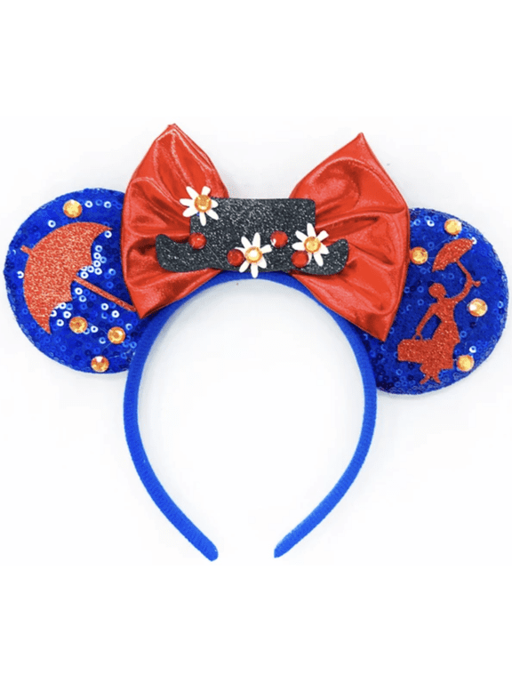 Blue Sequin Mickey Minnie Ears Headband / Minnie Inspired Princess Ears / Minnie Headband