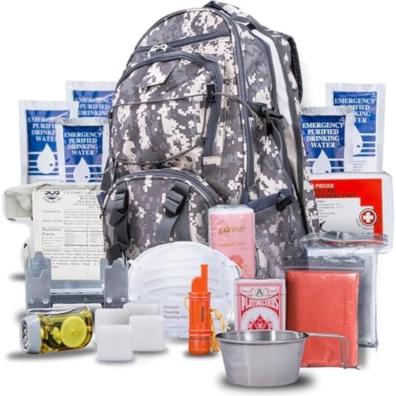 Blue Seventy-Two - Pro Series - Camo Deluxe | 72 Hour Emergency Backpack Survival Kit for 1 Person | Survival Kit for Wildfires, Earthquakes, Tornado, Hurricane, and Other Emergencies