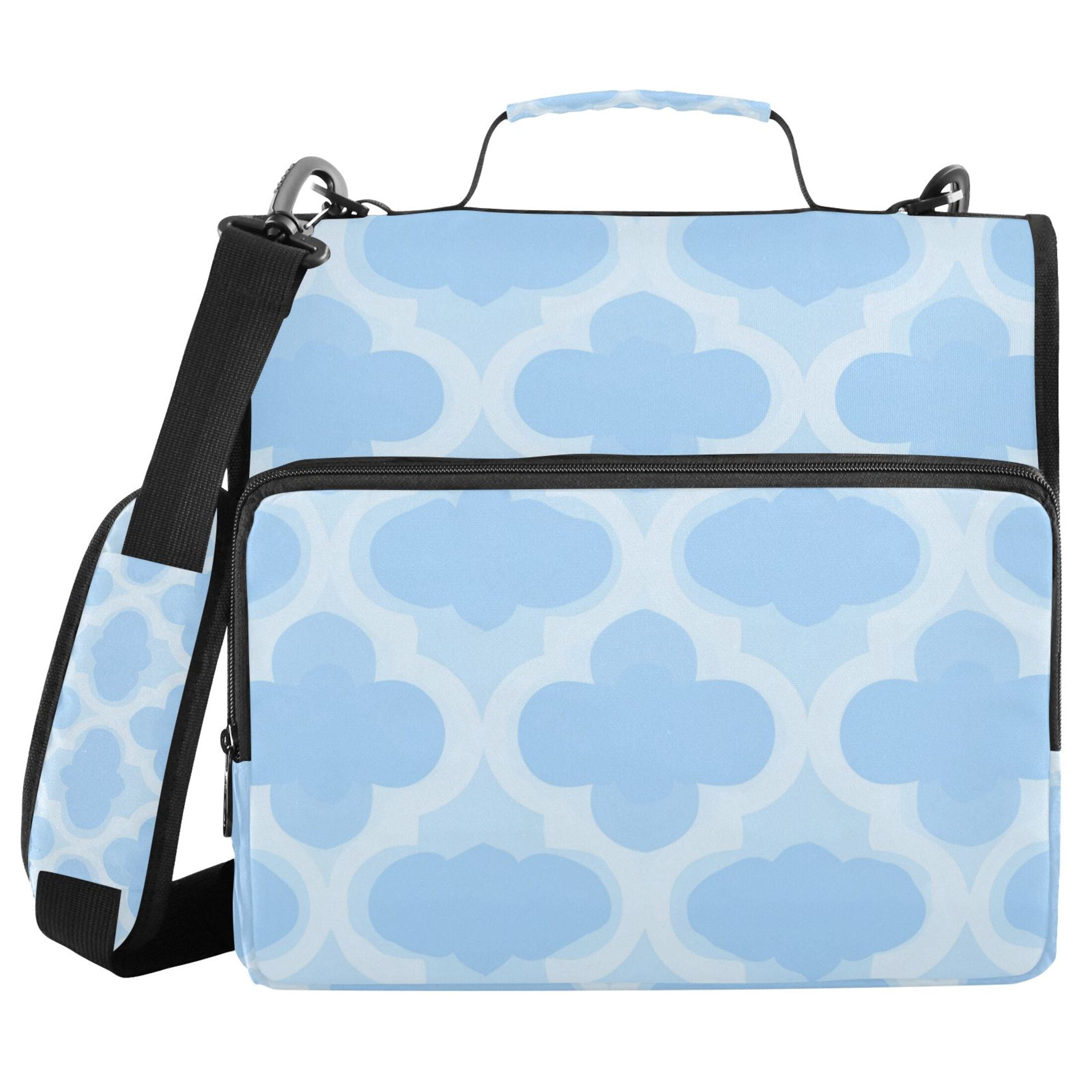 Blue Shade with White Frame Binder Bag with Shoulder Strap 3 Ring ...