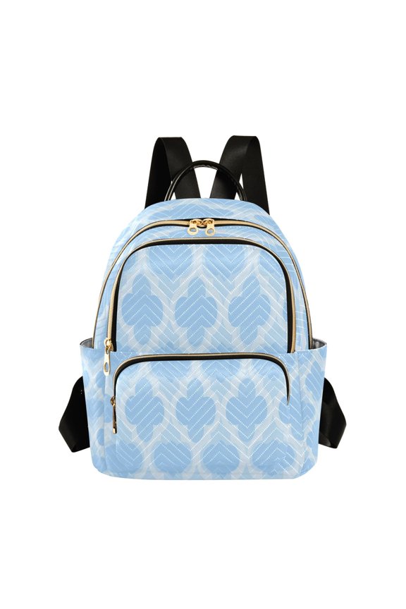 Blue Shade with White Frame Quilted Backpack Fashion Daypack Commuter Bag for Women 14 L