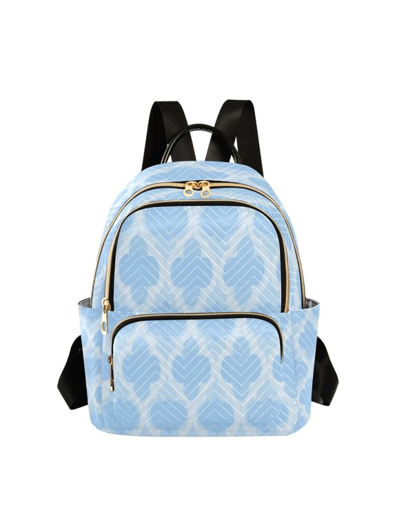 Blue Shade with White Frame Quilted Backpack Fashion Daypack Commuter Bag for Women 8.5 L