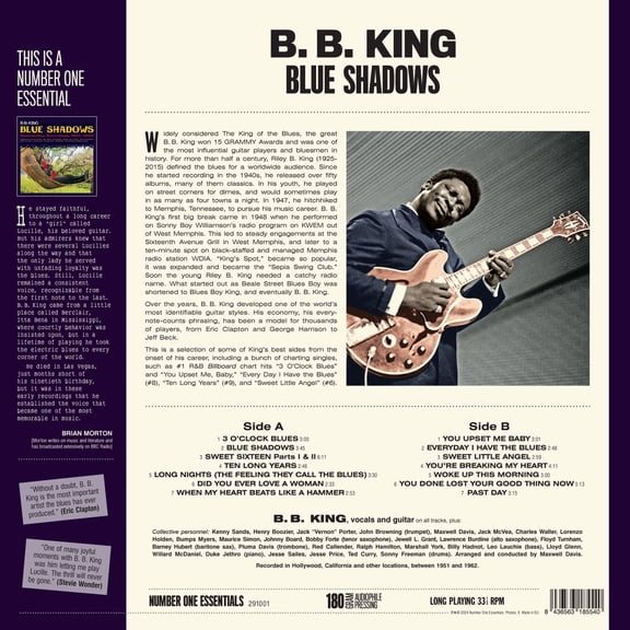 B.B. King Blue Shadows (Vinyl Record) Limited 12" Album