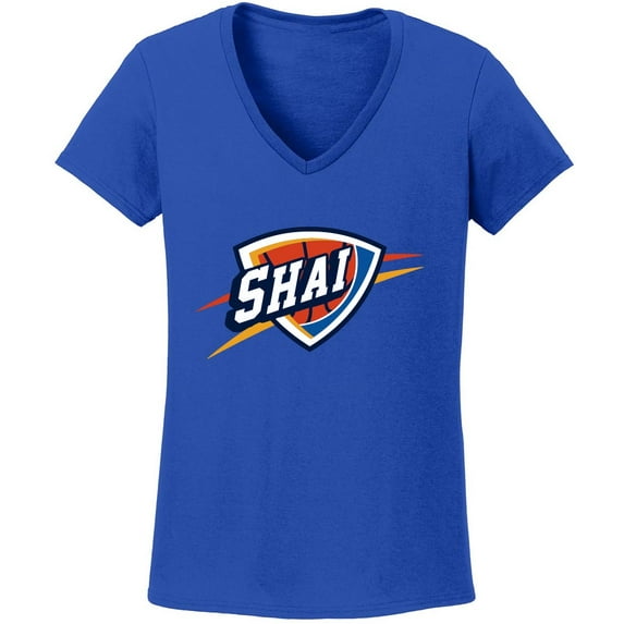 Blue Shai Gilgeous-Alexander Thunder SGA Logo LADIES V-NECK Shirt T-Shirt